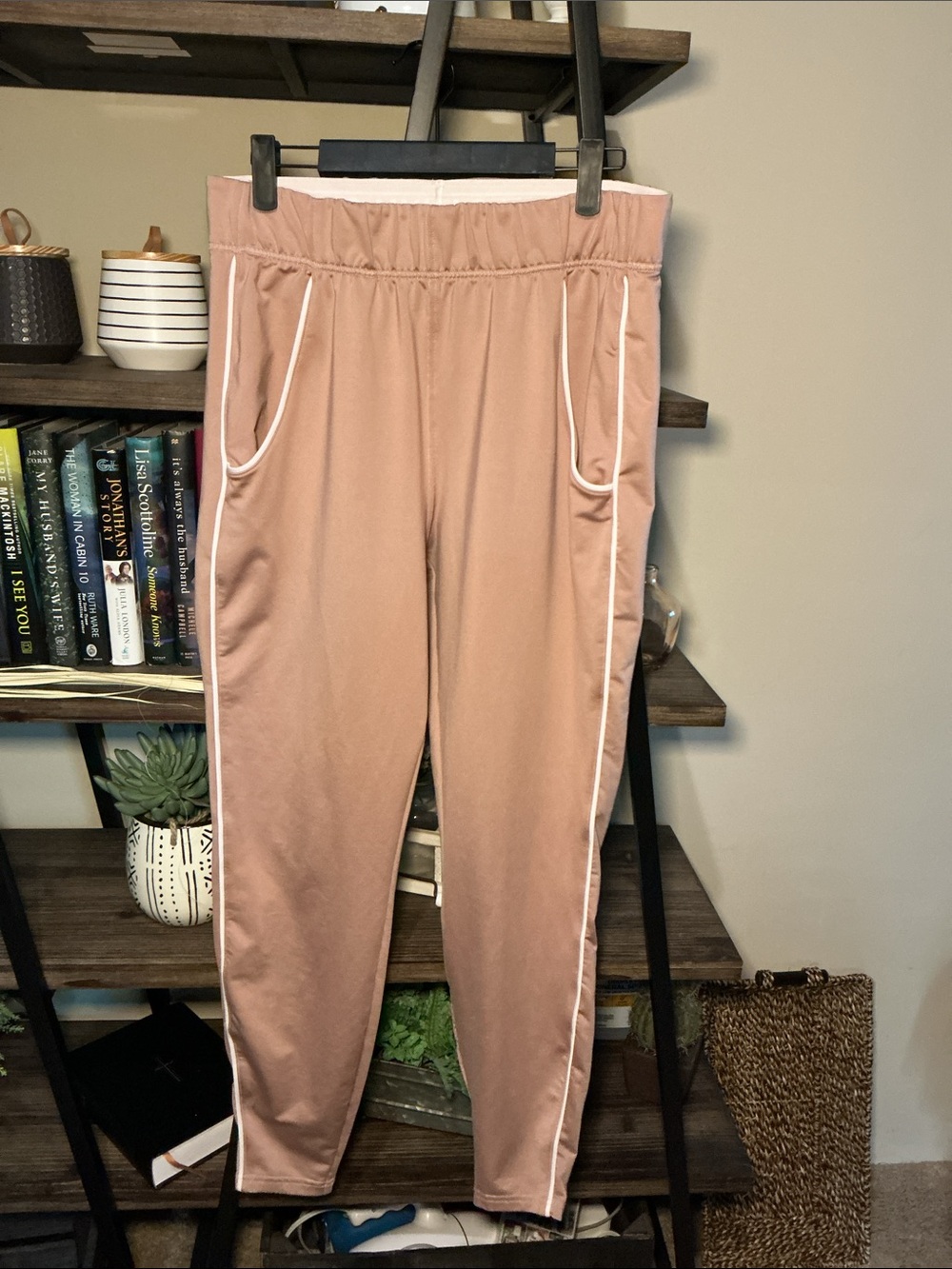 Gymshark Rose Track Joggers with White Piping Size M
